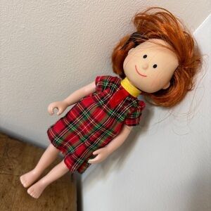 1997 Madeline Eden Doll 7” Doll in Red Plaid Dress see pix for blemishes